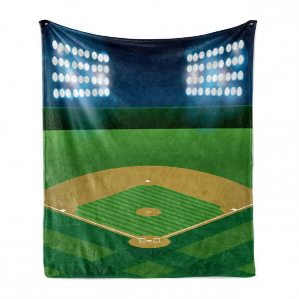 Cartoonish Scene of Stadium with Heavy Spots and Fild Match Game Baseball Themed Ambesonne Sports Soft Flannel Fleece Throw Blanket Cozy Plush for Indoor and Outdoor Use Multicolor 50 x 60 